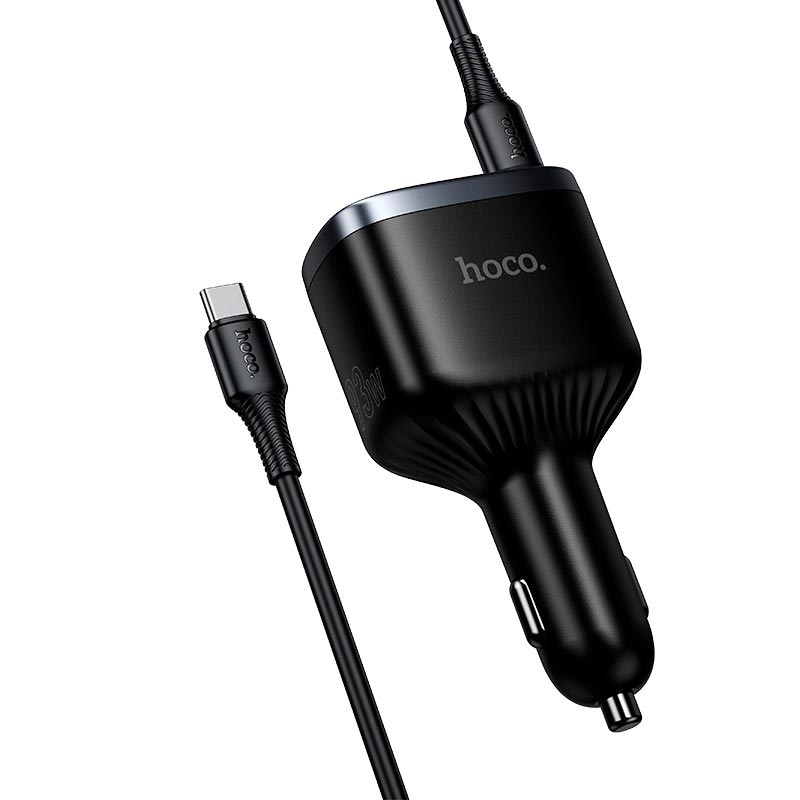 Адаптер автомобильный HOCO Speed car charger with TFT display and cable Z70 |2Type-C/1USB, 93W/3A, PD/QC/PPS, C to C 1m| black (6942007683647) Черный на картинке №7