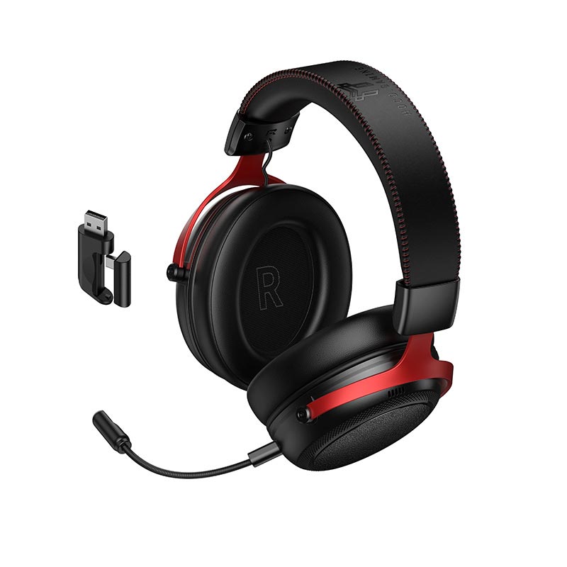 Навушники HOCO Shadow 4-mode gaming headphones W116 |BT6.0/2.4G/USB-C/C-C, 53mm, 35-50h, 1000mAh| black (6942007685047) Чорний на малюнкі №1