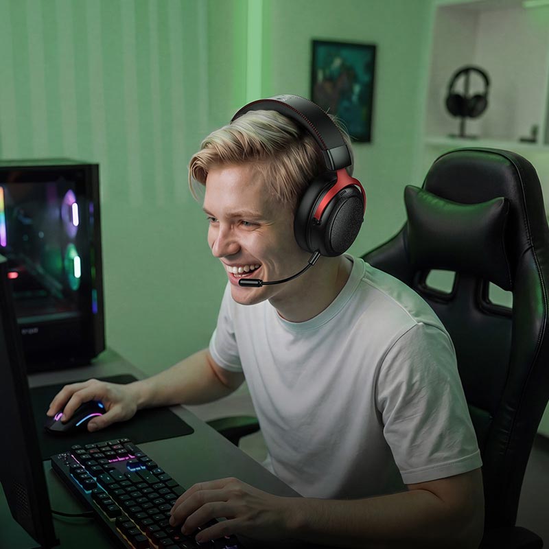 Навушники HOCO Shadow 4-mode gaming headphones W116 |BT6.0/2.4G/USB-C/C-C, 53mm, 35-50h, 1000mAh| black (6942007685047) Чорний на малюнкі №10