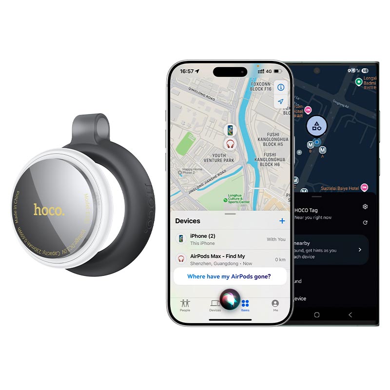 Пошуковий трекер HOCO Tiger dual anti-lost device E103 |Apple Find My/Google Find My Device, 230mAh, 8-10 months| black (6942007687348) Чорний на малюнкі №6