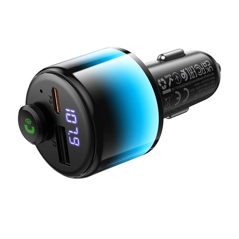 Адаптер автомобільний HOCO Path 42W car BT FM transmitter E166 |BT6.0, 1A/1C, PD30W| black (6942007680653) Чорний на малюнкі №6