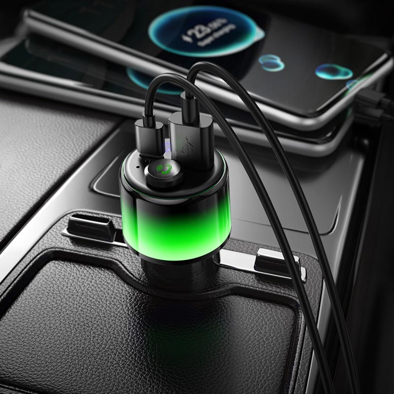 Адаптер автомобільний HOCO Path 42W car BT FM transmitter E166 |BT6.0, 1A/1C, PD30W| black (6942007680653) Чорний на малюнкі №9