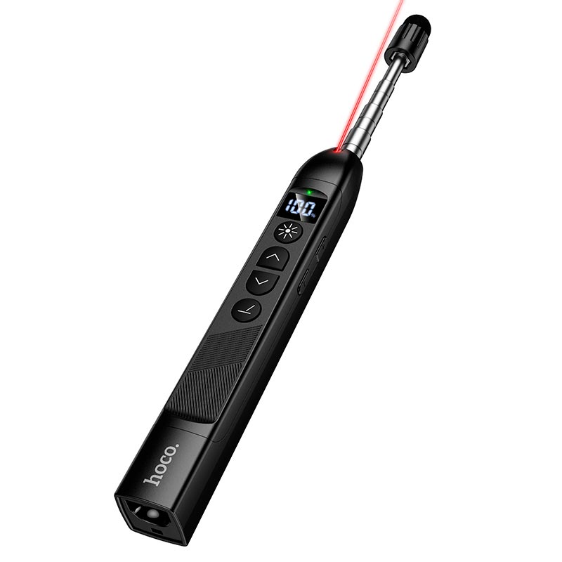 Розумна указка HOCO pointer and page turning pen GM205 |USB/Type-C, red laser, 180mAh, 6h| black (6942007683753) Чорний на малюнкі №1