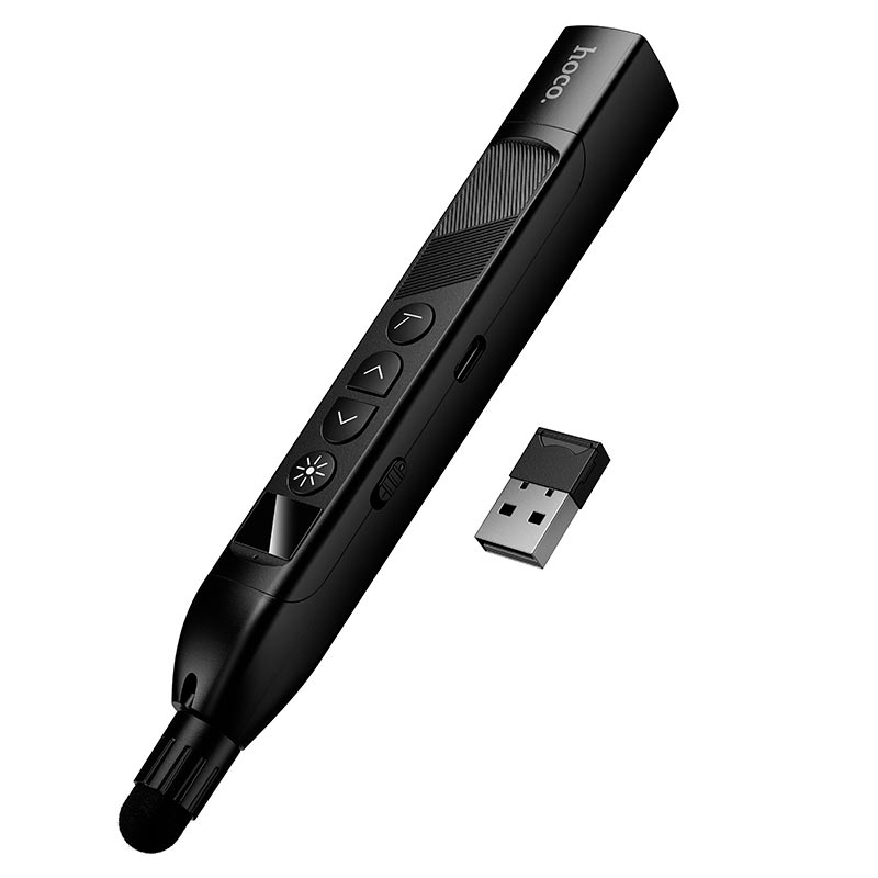 Розумна указка HOCO pointer and page turning pen GM205 |USB/Type-C, red laser, 180mAh, 6h| black (6942007683753) Чорний на малюнкі №4