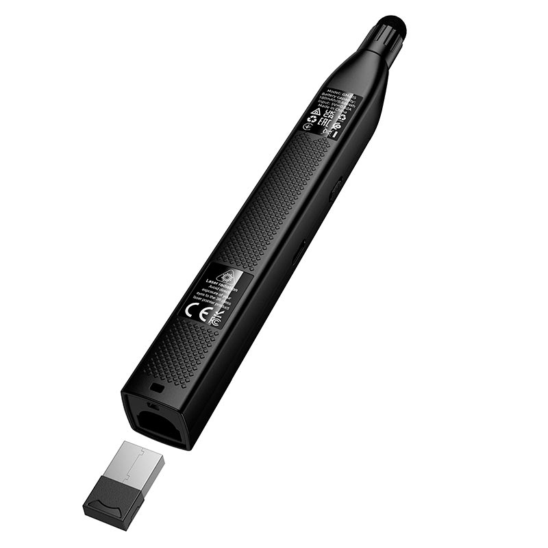 Розумна указка HOCO pointer and page turning pen GM205 |USB/Type-C, red laser, 180mAh, 6h| black (6942007683753) Чорний на малюнкі №8