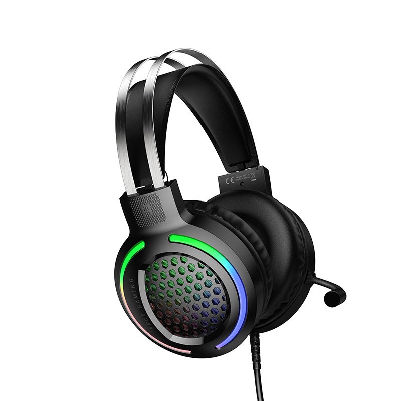 Навушники HOCO Battle gaming headphones W117 |USB/3.5mm, 2m, 50mm, 3-color light| black (6942007685054) Чорний на малюнкі №4
