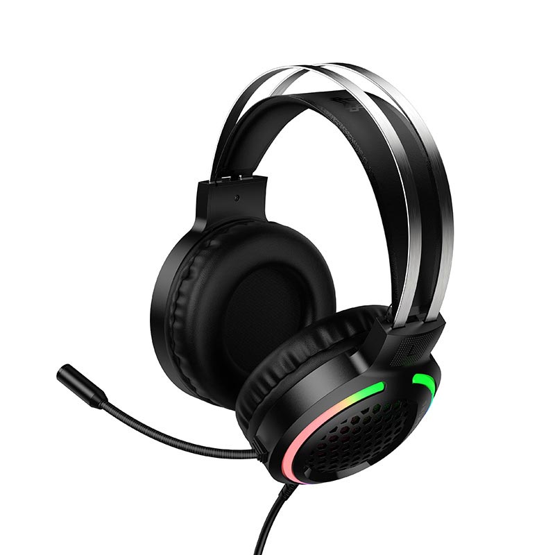 Навушники HOCO Battle gaming headphones W117 |USB/3.5mm, 2m, 50mm, 3-color light| black (6942007685054) Чорний на малюнкі №5