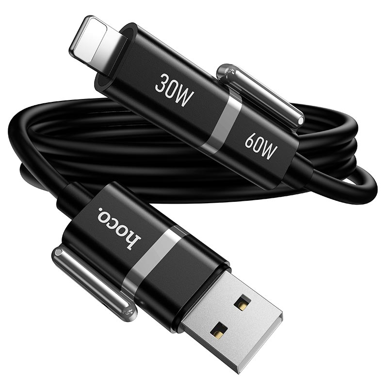 Кабель HOCO USB/C to iP/C Benefit 4-in-1 silicone charging data cable U155 |1.2m, 60W/3A| black (6942007683555) Чорний на малюнкі №7