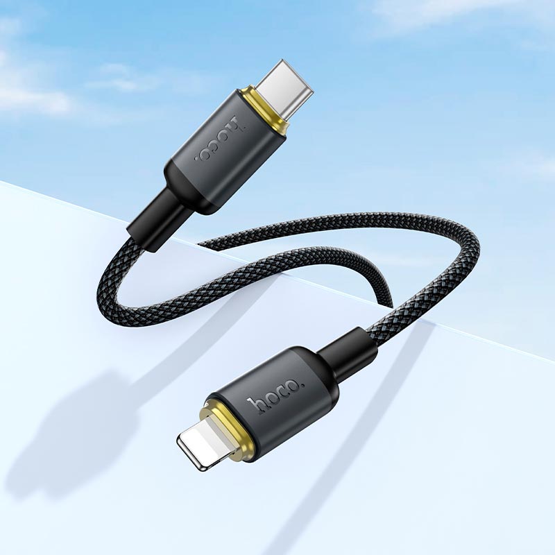 Кабель HOCO C to Lightning Benefit PD charging data cable X128 |1m, 30W| black (6942007681056) Черный на картинке №6