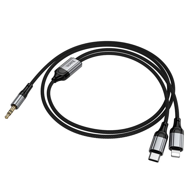 Кабель HOCO Type-C+Lightning to 3.5mm Light 2-in-1 digital audio conversion cable UPA26A |1m| grey (6942007687157) Сірий на малюнкі №7