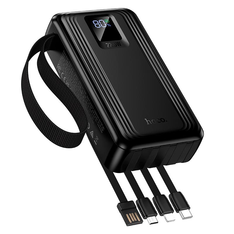 УМБ HOCO Jingyao power bank dual lighting four cables J173 (20000mAh) |2C/2A, PD/QC, 22.5W/3A| black (6942007680462) Чорний на малюнкі №5