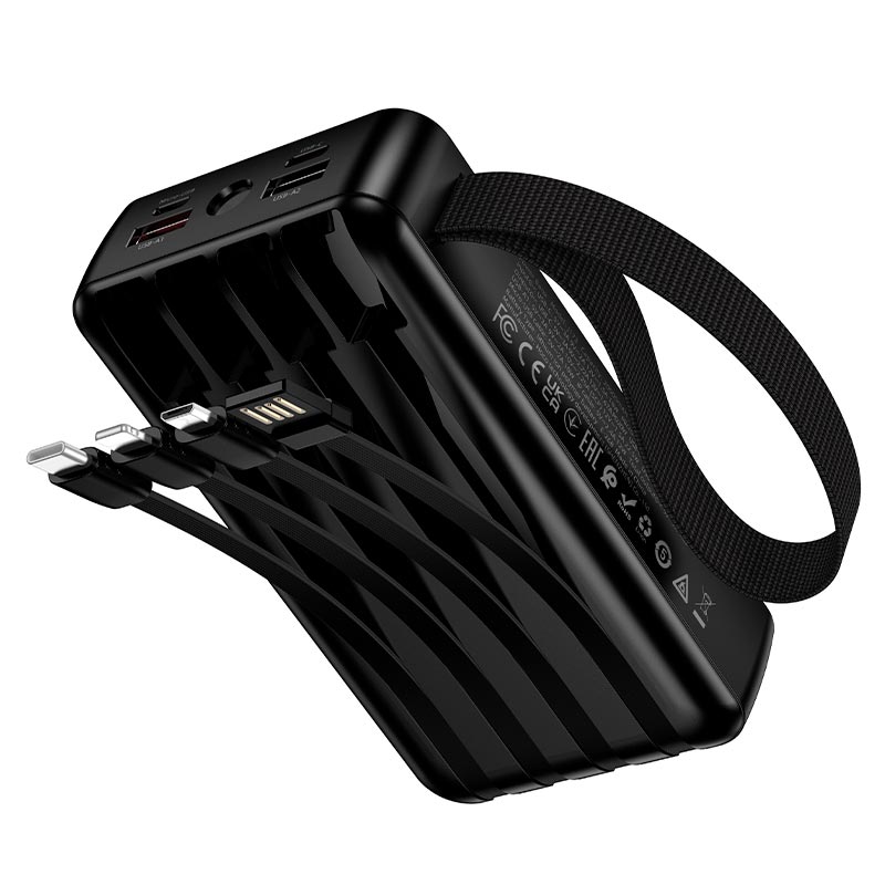 УМБ HOCO Jingyao power bank dual lighting four cables J173 (20000mAh) |2C/2A, PD/QC, 22.5W/3A| black (6942007680462) Чорний на малюнкі №7