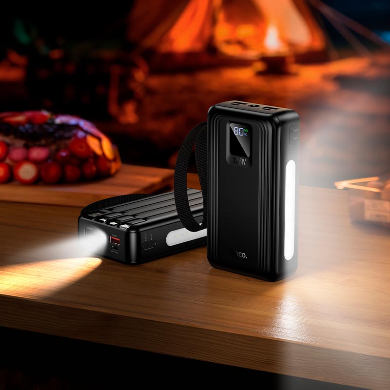 УМБ HOCO Jingyao power bank dual lighting four cables J173 (20000mAh) |2C/2A, PD/QC, 22.5W/3A| black (6942007680462) Чорний на малюнкі №8