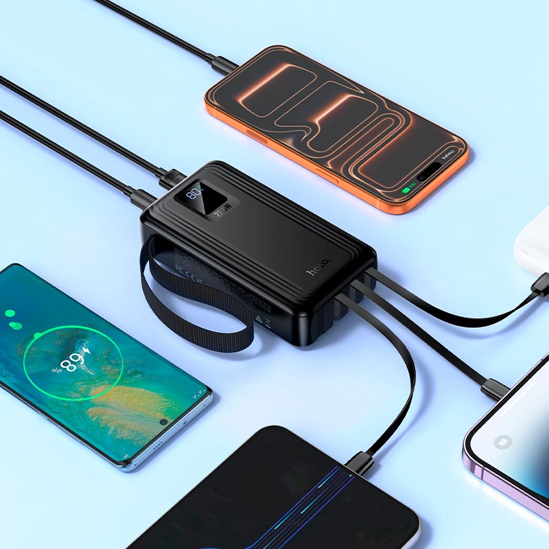 УМБ HOCO Jingyao power bank dual lighting four cables J173 (20000mAh) |2C/2A, PD/QC, 22.5W/3A| black (6942007680462) Чорний на малюнкі №9