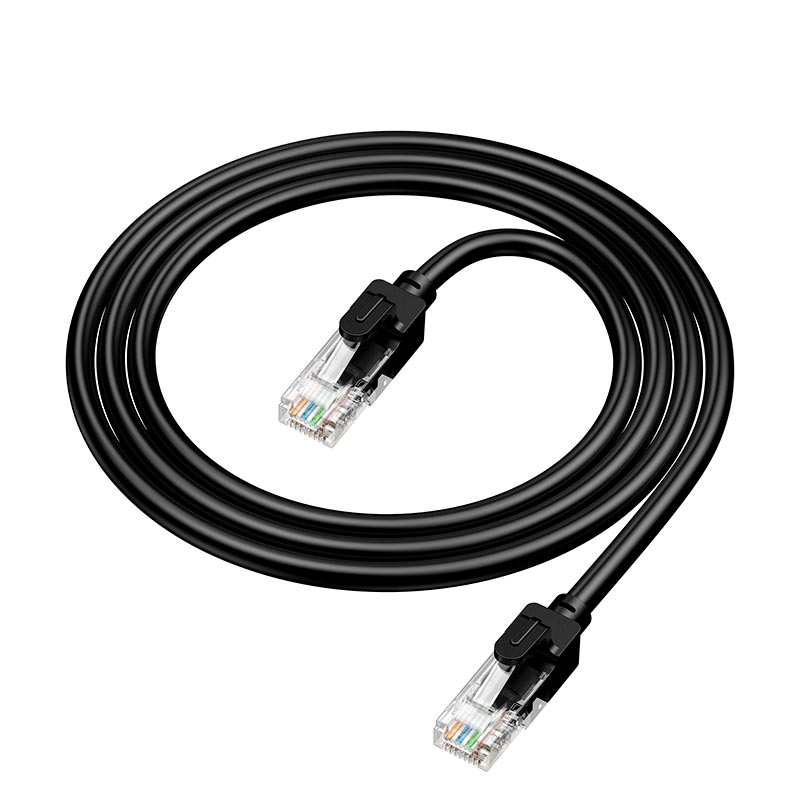 Кабель HOCO Cat.6 Gigabit network cable US14 |1m, 1Gbps| black (6942007683562) Черный на картинке №1