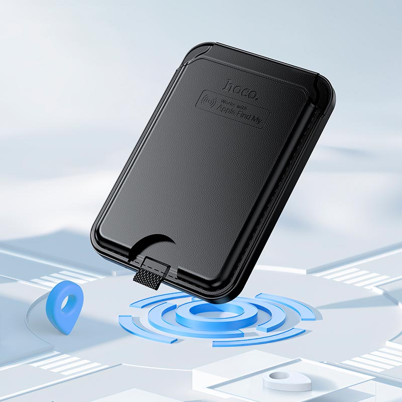 Поисковый трекер многофункциональный HOCO Tiger smart anti-lost magnetic card holder (rechargeable) E91I black (6942007664165) Черный на картинке №4