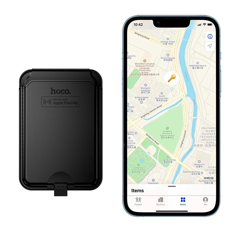 Поисковый трекер многофункциональный HOCO Tiger smart anti-lost magnetic card holder (rechargeable) E91I black (6942007664165) Черный на картинке №6
