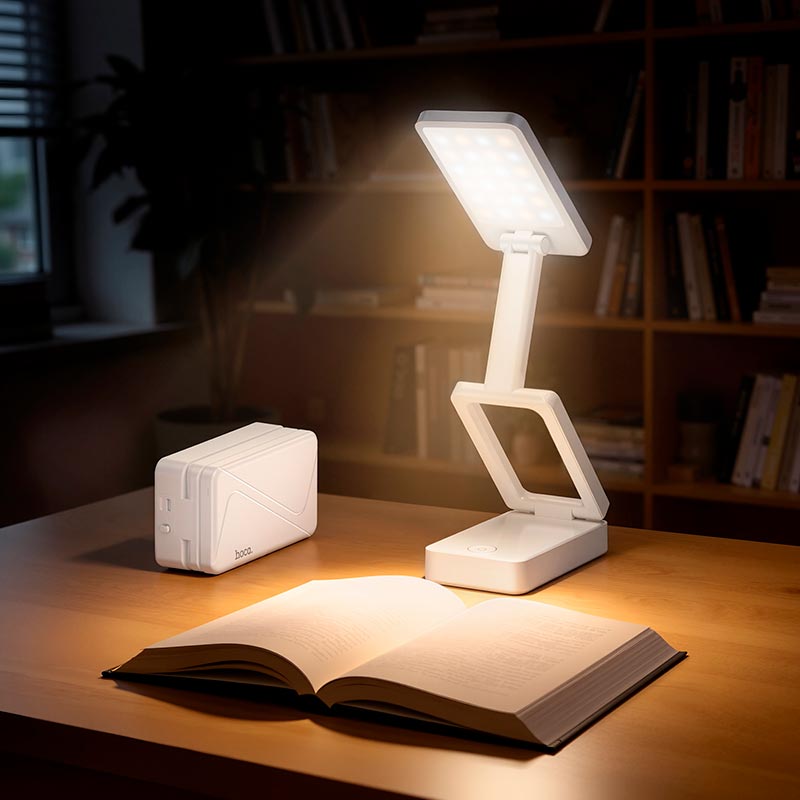 Лампа HOCO Foldable portable table lamp HX18 |3h, 6500/3000/4500K| white (6942007681766) Белый на картинке №5