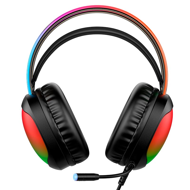 Навушники HOCO Sunrise USB 7.1 gaming headphones W119 |USB, 2m, 50mm, RGB| black (6942007688666) Чорний на малюнкі №1