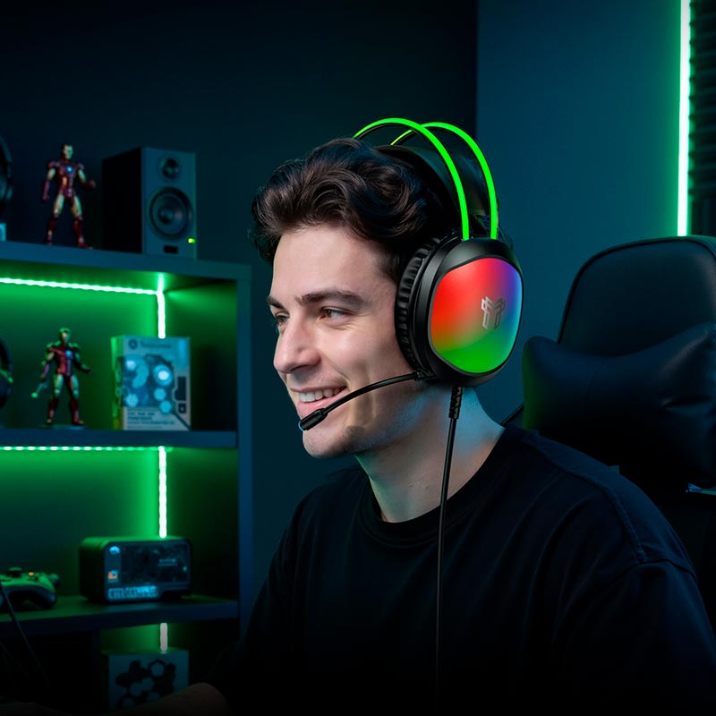 Навушники HOCO Sunrise USB 7.1 gaming headphones W119 |USB, 2m, 50mm, RGB| black (6942007688666) Чорний на малюнкі №5