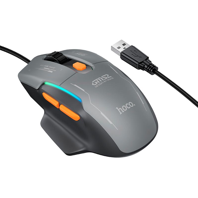Мышь HOCO Reddy RGB gaming wired mouse GM52 |6 keys, 800/1600/2400/3200/4800/12800 DPI| black (6942007680967) Черный на картинке №1