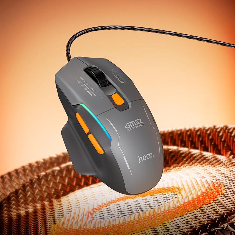 Мышь HOCO Reddy RGB gaming wired mouse GM52 |6 keys, 800/1600/2400/3200/4800/12800 DPI| black (6942007680967) Черный на картинке №9