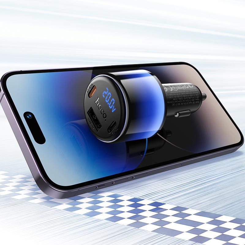 Адаптер автомобільний HOCO Vivido PD37W car charger with digital display Z69A |2C/1A, PD25W/3A| black (6942007681568) Чорний на малюнкі №10