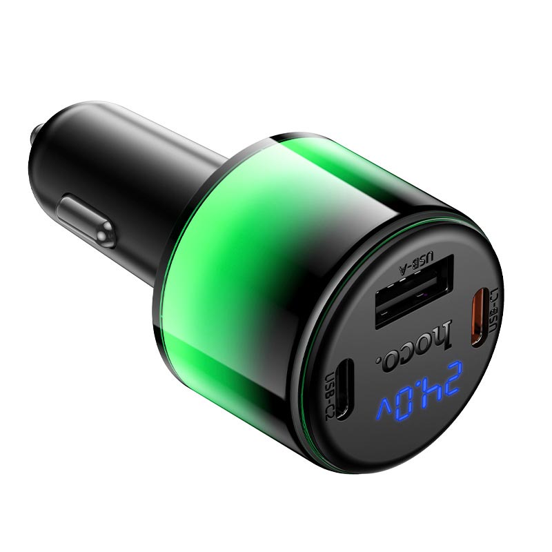 Адаптер автомобільний HOCO Vivido PD37W car charger with digital display Z69A |2C/1A, PD25W/3A| black (6942007681568) Чорний на малюнкі №4