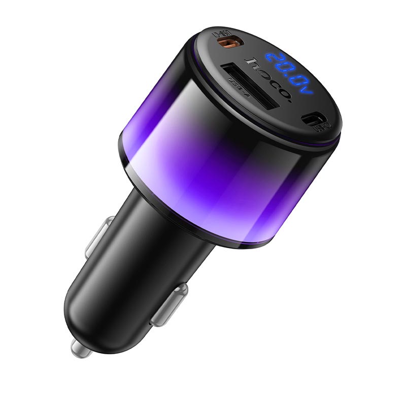 Адаптер автомобільний HOCO Vivido PD37W car charger with digital display Z69A |2C/1A, PD25W/3A| black (6942007681568) Чорний на малюнкі №6