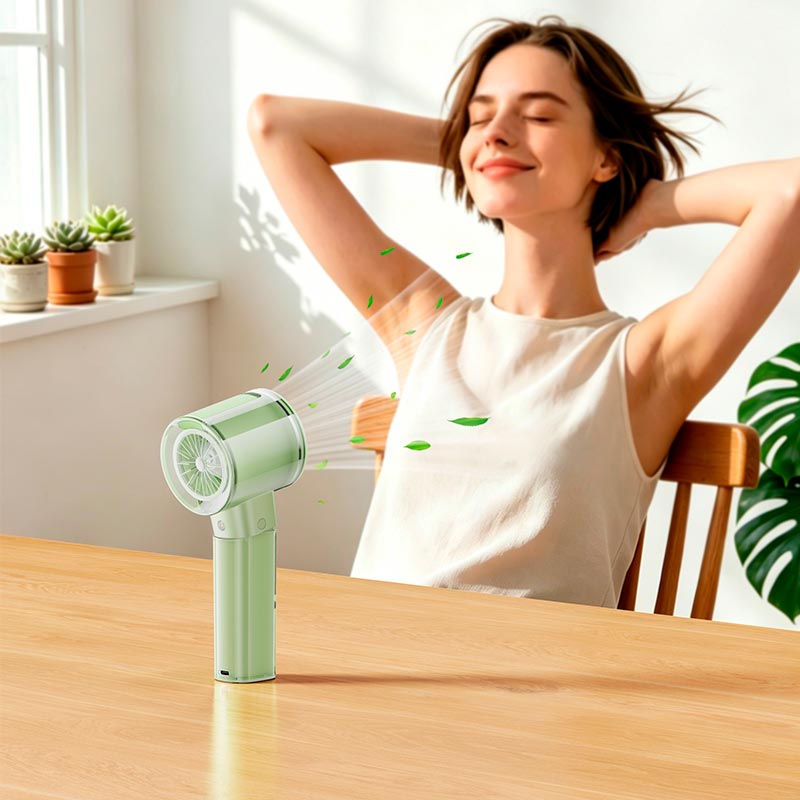 Вентилятор Hoco Spray series ice cooling handheld fan HX614 |100Levels, 60dB, 15h, 50mL| black (6942007686969) Черный на картинке №7