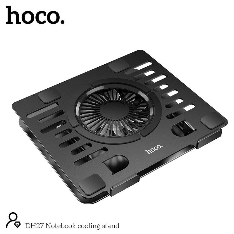 Куллер для Ноутбука HOCO notebook cooling stand DH27 |up to 17, 1200RPM, 2USB, 15-23dBA| black (71569) Черный на картинке №7