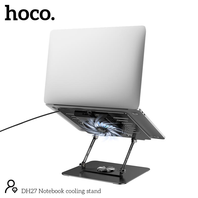 Куллер для Ноутбука HOCO notebook cooling stand DH27 |up to 17, 1200RPM, 2USB, 15-23dBA| black (71569) Черный на картинке №8