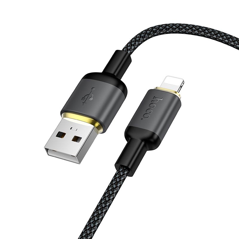 Кабель HOCO Lightning Benefit charging data cable X128 |1m, 12W| black (6942007681070) Черный на картинке №2