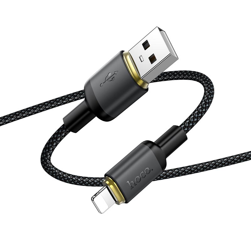 Кабель HOCO Lightning Benefit charging data cable X128 |1m, 12W| black (6942007681070) Черный на картинке №4