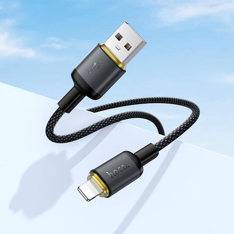 Кабель HOCO Lightning Benefit charging data cable X128 |1m, 12W| black (6942007681070) Черный на картинке №6