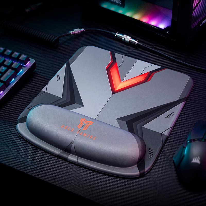 Коврик для мыши HOCO Ciervo mouse pad GM861 |210x250x20mm, wrist support| grey (6942007687973) Серый на картинке №8