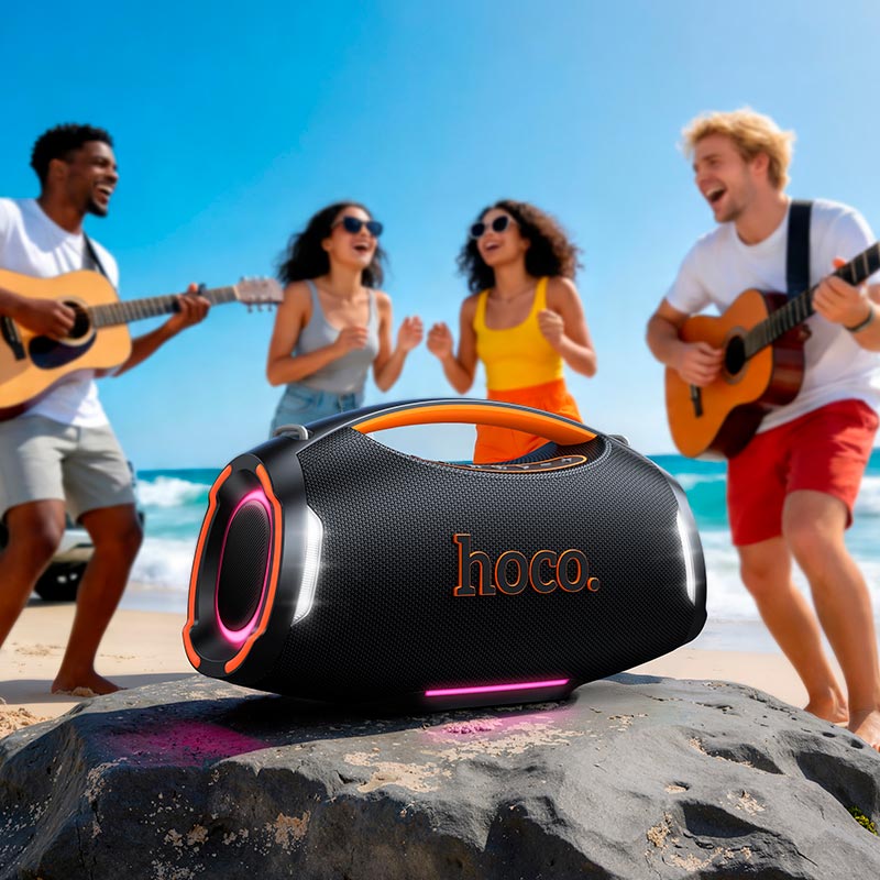 Акустика HOCO Wave BT speaker HT4 IPX4 |BT5.3, USB/TF/FM/UAX, TWS, 250W, 6h| black (6942007680974) Черный на картинке №5