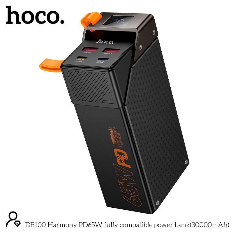 УМБ HOCO Harmony PD65W fully compatible power bank DB100 30000mAh |2A/2C, PD/QC, 65W/4.5A| black (6942007673075) Чорний на малюнкі №4