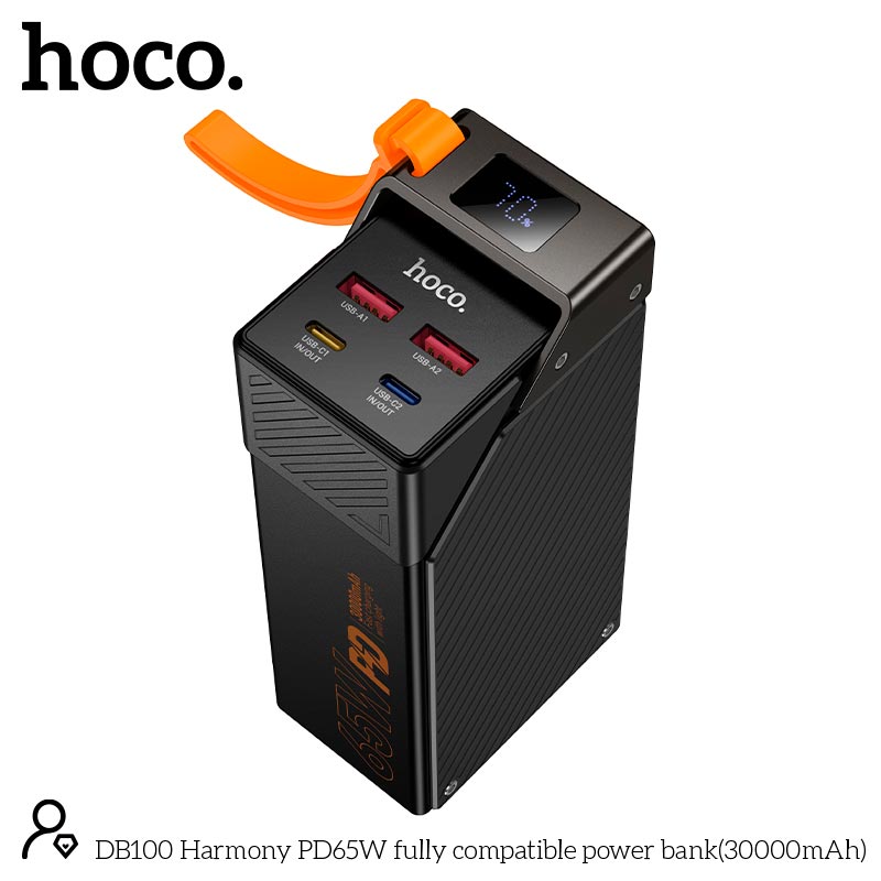 УМБ HOCO Harmony PD65W fully compatible power bank DB100 30000mAh |2A/2C, PD/QC, 65W/4.5A| black (6942007673075) Чорний на малюнкі №5