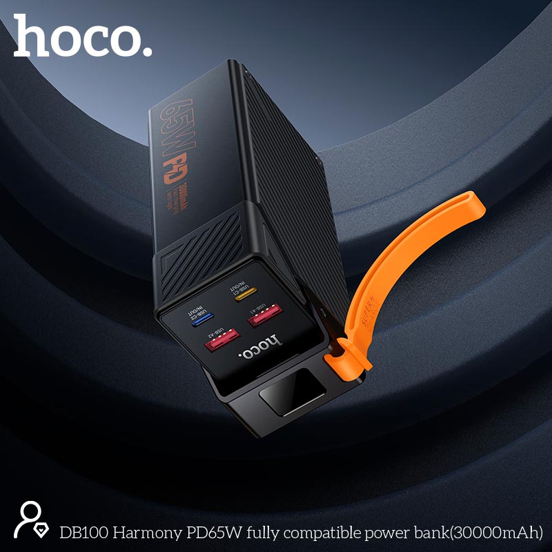 УМБ HOCO Harmony PD65W fully compatible power bank DB100 30000mAh |2A/2C, PD/QC, 65W/4.5A| black (6942007673075) Чорний на малюнкі №8