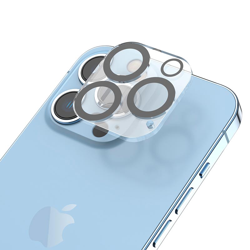 Захисне скло Hoco 3D all-inclusive night shooting circle Lens glass set для камери iPhone 14pro / 14pro Max (25pcs) (G13) black (6931474780676) Чорний на малюнкі №4