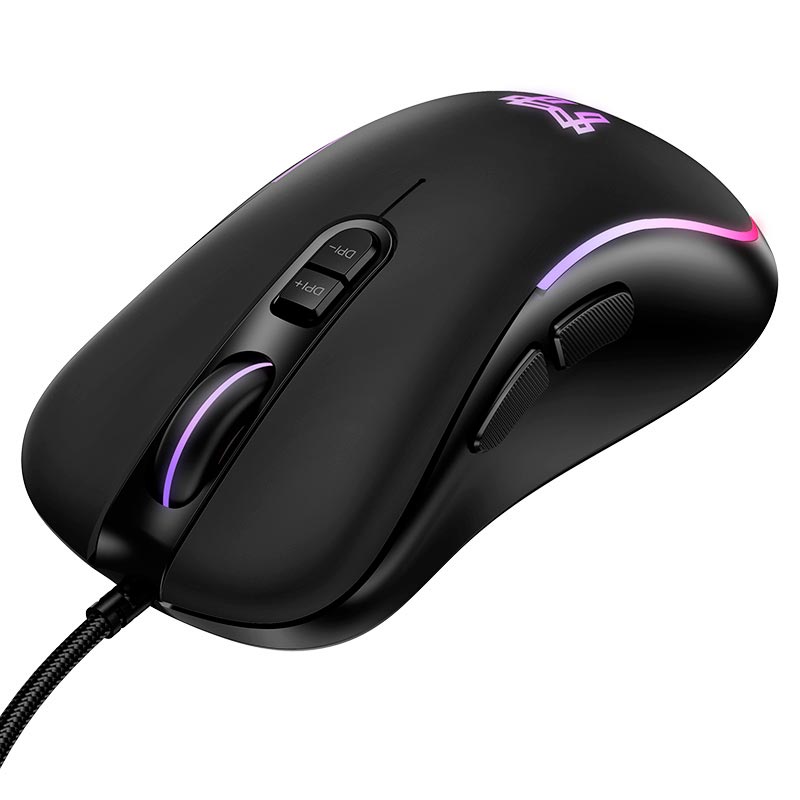 Мышь HOCO Grandeza wired gaming mouse GM601 |USB, 1.4m, 1200-3600DPI, 7 buttons| black (6942007687676) Черный на картинке №2