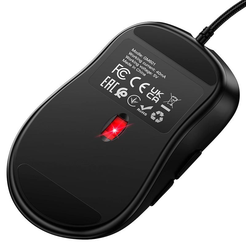 Мышь HOCO Grandeza wired gaming mouse GM601 |USB, 1.4m, 1200-3600DPI, 7 buttons| black (6942007687676) Черный на картинке №6