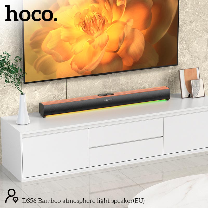 Акустика НОСО Bamboo atmosphere light speaker DS56 |BT5.1, USB/AUX/TF/FM/COAX, 30W, 2.5h| brown (6942007621878) Коричневий на малюнкі №10