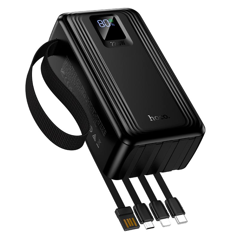 УМБ HOCO Jingyao power bank dual lighting four cables J173A 30000mAh |1C/2A, 22.5W/3A, PD/QC| 30000m black (6942007680479) Черный на картинке №6