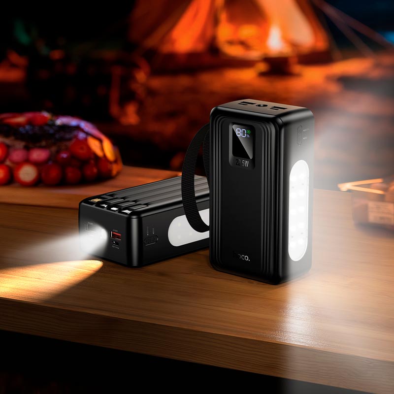 УМБ HOCO Jingyao power bank dual lighting four cables J173A 30000mAh |1C/2A, 22.5W/3A, PD/QC| 30000m black (6942007680479) Черный на картинке №9