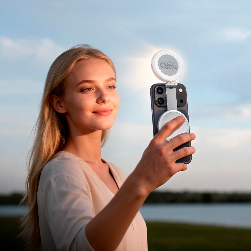 Портативне світло для селфі HOCO Profit magnetic fill light K161 |130lm, 2800-5000K| white (6942007681179) Білий на малюнкі №5