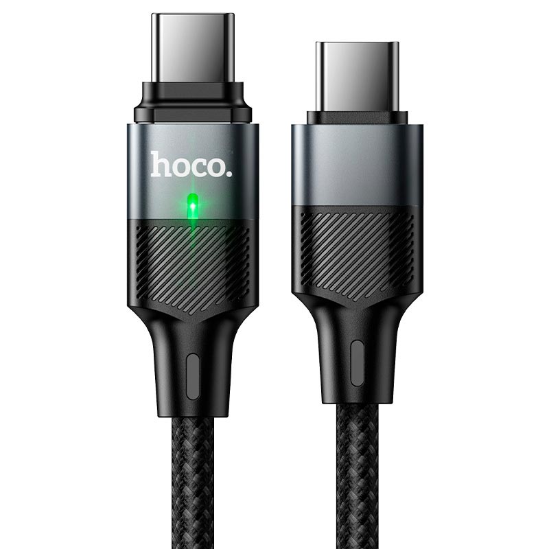 Кабель HOCO USB-C to USB-C magnetic charging cable U159 |1.2m, PD240W/5A| black (6942007690379) Черный на картинке №1