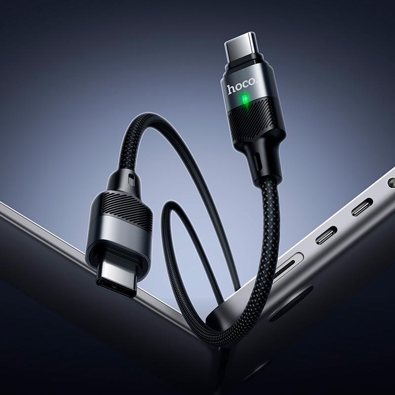 Кабель HOCO USB-C to USB-C magnetic charging cable U159 |1.2m, PD240W/5A| black (6942007690379) Черный на картинке №9