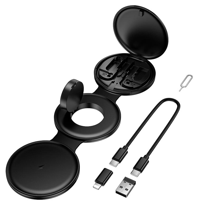 Зарядка Qi HOCO Triumph all-in-one wireless charger CQ24 |15W/5W/2.5W, C to C 60W, C to Lightning 30W| black (6942007684880) Чорний на малюнкі №7
